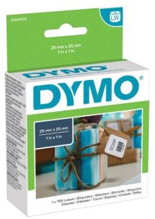 фото Этикетки многофункциональные для принтеров DYMO Label Writer, белые, 25 мм х 25 мм, 750 штук Рулон, (1 шт/уп) (S0929120)