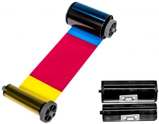 фото Полноцветная с черной панелью и оверлеем (YMCKO) с чистящим роликом на 100 оттисков для принтеров Advent SOLID 210/310/510 (ASOL-YMCKO100)