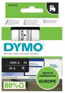 фото Картридж с виниловой лентой D1 для принтеров DYMO Label Manager, пластик, черный шрифт, 19 мм х 7 м Прозрачный, (5 шт/уп) (DYMO45800), фото 1