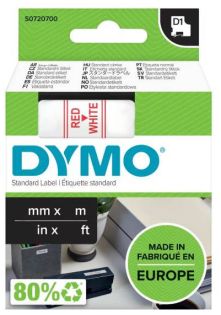 фото Картридж с виниловой лентой D1 для принтеров DYMO Label Manager, пластик, красный шрифт, 9 мм х 7 м Белый, (5 шт/уп) (DYMO40915), фото 1