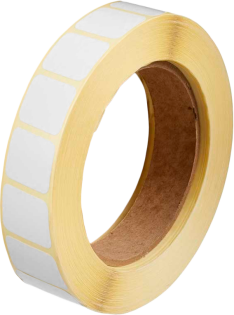 фото Термотрансферные этикетки 20 мм x 20 мм, ПГЛ (полуглянцевые), квадрат, втулка 40 мм, намотка 2000 шт (1 рулон)